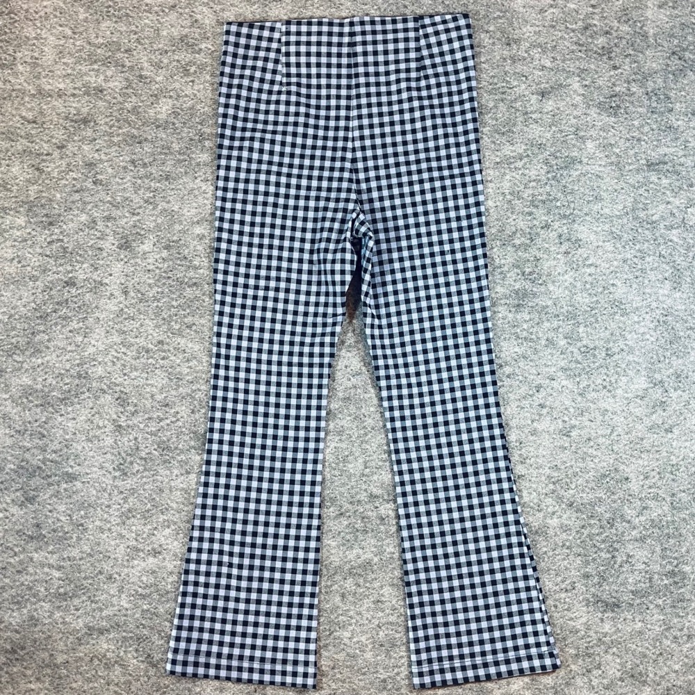 Zara Gingham Flare Pants Womens Large Blue Black Checkered‎ Retro Y2K Mod Preppy - Picture 4 of 9